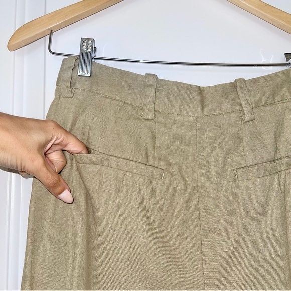 Oak and Fort 100% Linen Straight Leg Pants, beige, size 6 - Picture 8 of 15